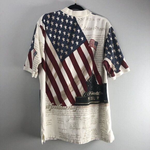 Cotton Traders Sport XLG American Flag Declaration of Independence Polo Shirt - Picture 10 of 12
